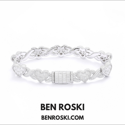 Heart Link Moissanite Necklace Sterling Silver, Gold & Rose Gold | GRA Certified