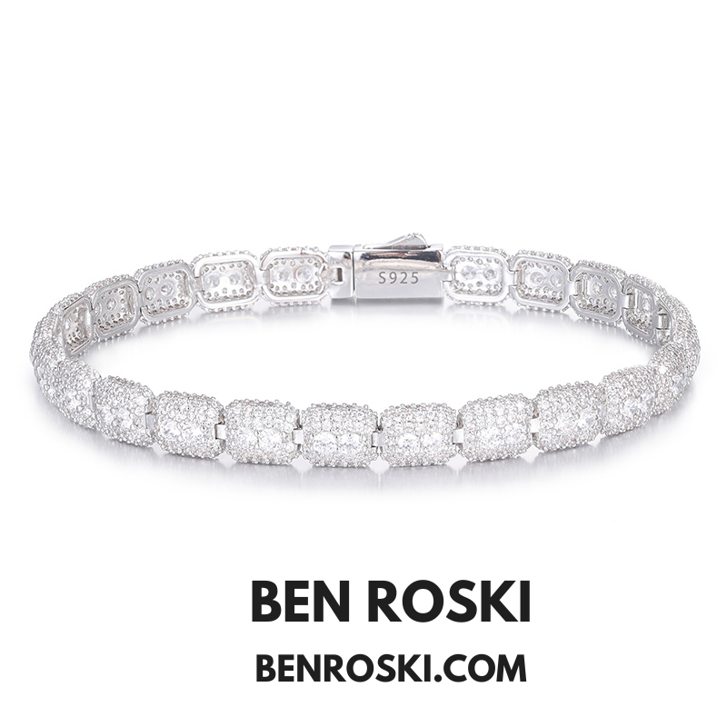 7MM Moissanite Cluster Link Bracelet – 7-Inch & 8-Inch | 925 Sterling Silver | GRA Certified | Gold & Rose Gold Plated