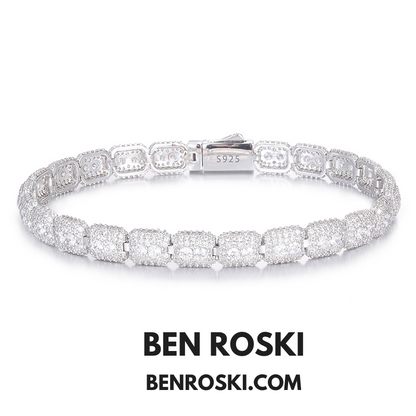 7MM Moissanite Cluster Link Bracelet – 7-Inch & 8-Inch | 925 Sterling Silver | GRA Certified | Gold & Rose Gold Plated