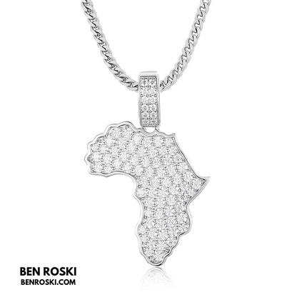 Africa Map Moissanite Pendant Sterling Silver or Gold/Rose Gold Plated | VVS Moissanite | GRA Certified