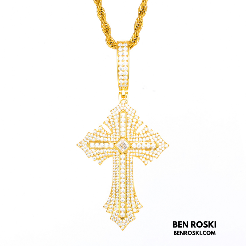 Moissanite Cross Pendant Sterling Silver, Gold, or Rose Gold | VVS Moissanite | GRA Certified