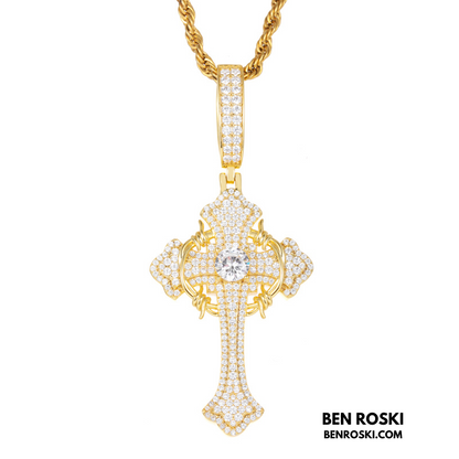 Barbed Cross Pendant Sterling Silver or Gold/Rose Gold Plated | VVS Moissanite | GRA Certified