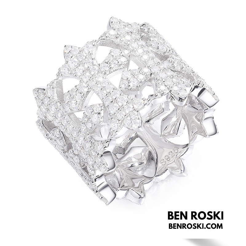 Fleur-de-Lis Moissanite Ring Sterling Silver, Gold & Rose Gold | VVS Moissanite | GRA Certified