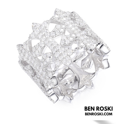 Fleur-de-Lis Moissanite Ring Sterling Silver, Gold & Rose Gold | VVS Moissanite | GRA Certified