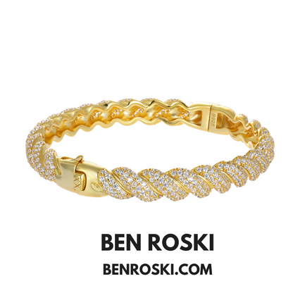 Baguette Moissanite Open Bangle Sterling Silver, Gold Plated & Rose Gold Plated over 925 Silver | GRA Certified