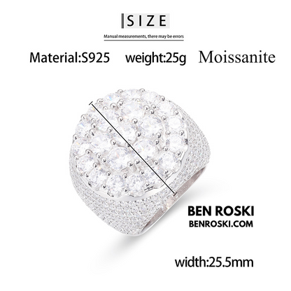 Iced Moissanite Cluster Ring Sterling Silver | VVS1 Moissanite | GRA Certified | Gold & Rose Gold Available