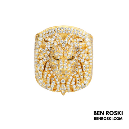 Lion Head Moissanite Ring Sterling Silver, Gold & Rose Gold | VVS Moissanite | GRA Certified