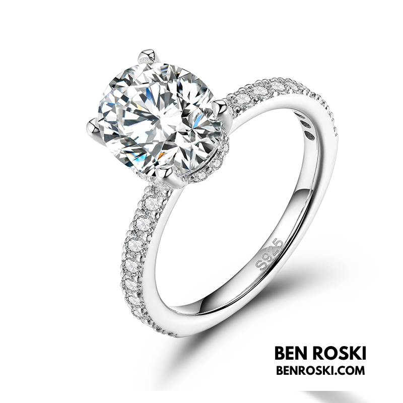 Classic Moissanite Engagement Ring Sterling Silver, Gold, or Rose Gold | VVS1 Moissanite | GRA Certified