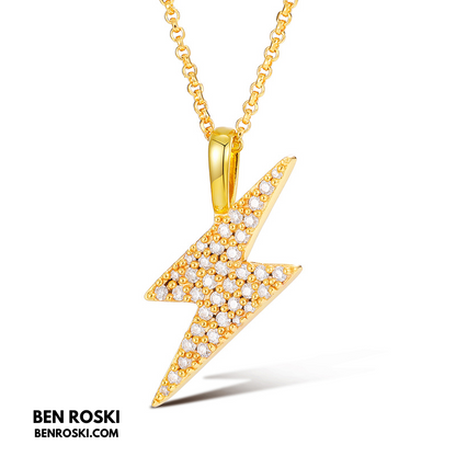 Lightning Bolt Moissanite Pendant | Sterling Silver, Gold & Rose Gold | GRA Certified