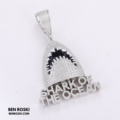 Shark of the Ocean Pendant Sterling Silver, Gold & Rose Gold Plated | VVS Moissanite | GRA Certified