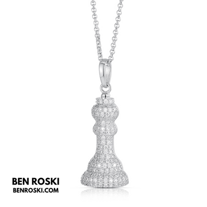 Moissanite Chess Piece Pendant Sterling Silver, Gold, or Rose Gold | VVS1 Moissanite | GRA Certified