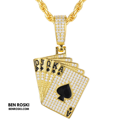 Playing Card Pendant Sterling Silver or Gold/Rose Gold Plated | VVS Moissanite | GRA Certified
