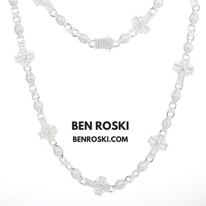 Cross Link Moissanite Necklace Sterling Silver, Gold & Rose Gold | GRA Certified