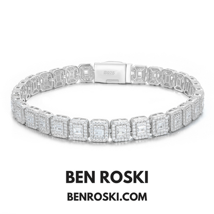 Square Moissanite Cluster Bracelet Sterling Silver | Gold & Rose Gold Plated | GRA Certified