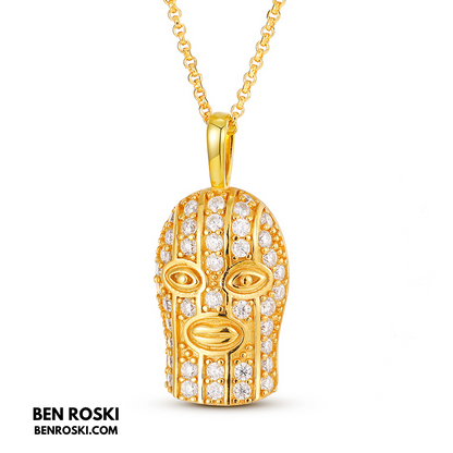 Ski Mask Moissanite Pendant Sterling Silver or Gold/Rose Gold Plated | VVS Moissanite | GRA Certified