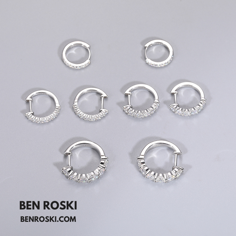 Hoop Earrings Sterling Silver, Gold, or Rose Gold | VVS Moissanite | GRA Certified