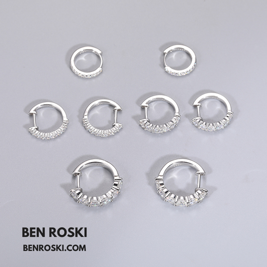 Hoop Earrings Sterling Silver, Gold, or Rose Gold | VVS Moissanite | GRA Certified