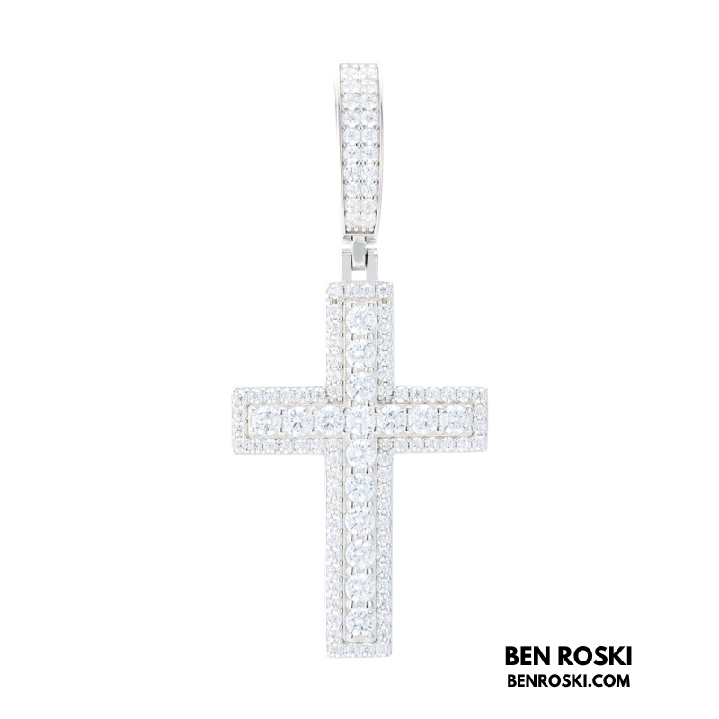 Moissanite Cross Pendant Sterling Silver, Gold & Rose Gold | VVS Moissanite | GRA Certified