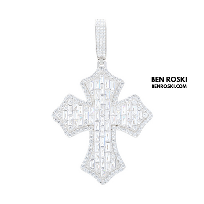 Moissanite Cross Pendant Sterling Silver or Gold & Rose Gold Plated | VVS Moissanite | GRA Certified