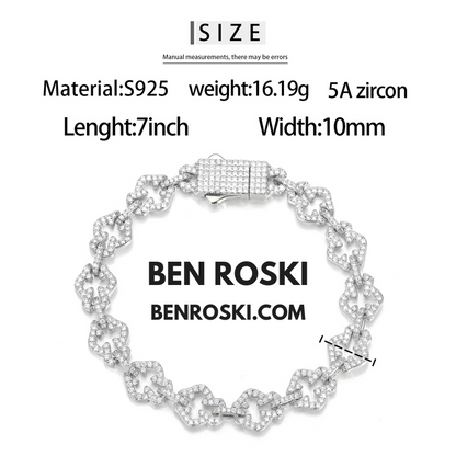 Moissanite Clover Link Bracelet Sterling Silver, Gold & Rose Gold | VVS Moissanite | GRA Certified