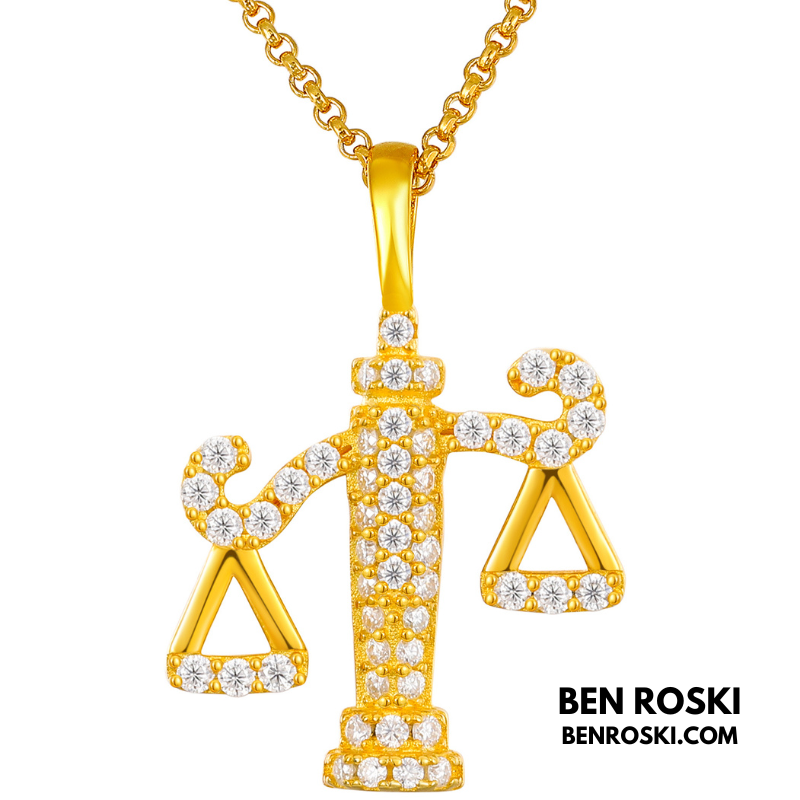Scales of Justice Pendant Sterling Silver, Gold, or Rose Gold | VVS Moissanite | GRA Certified