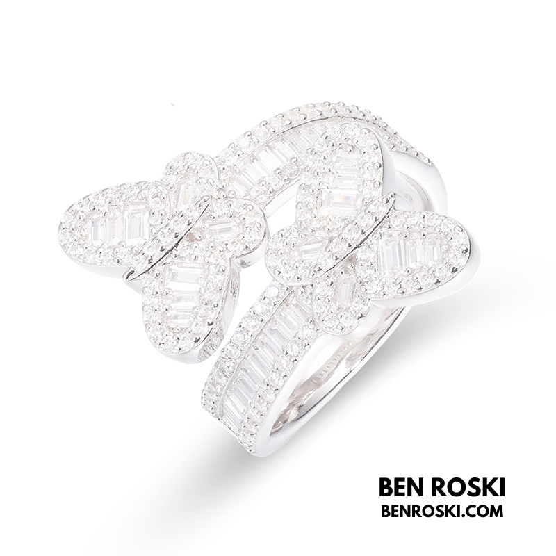 Butterfly Moissanite Ring Sterling Silver, Gold, or Rose Gold | VVS Moissanite | GRA Certified