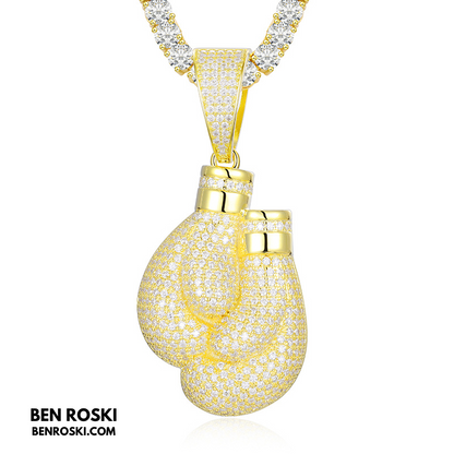 Boxing Gloves Pendant Sterling Silver, Gold & Rose Gold | VVS Moissanite | GRA Certified