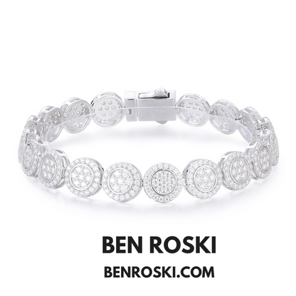 9MM Moissanite Round Cluster Bracelet – 7" / 8" | Silver, Gold, or Rose Gold | GRA Certified
