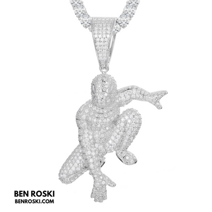 Spider Hero Moissanite Pendant Sterling Silver | Gold, Silver & Rose Gold | GRA Certified