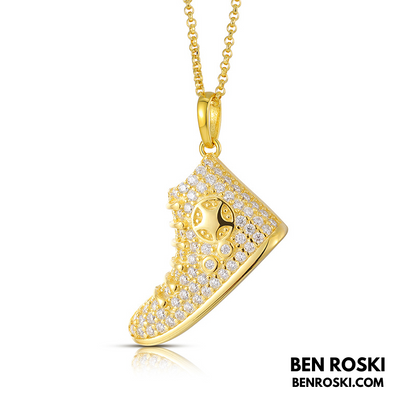 Sneaker Pendant Sterling Silver or Gold / Rose Gold Plated | VVS Moissanite | GRA Certified