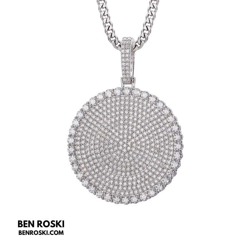 Round Cluster Moissanite Pendant Sterling Silver, Gold & Rose Gold | VVS Moissanite | GRA Certified