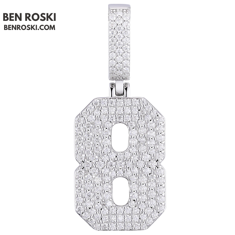 Custom Number Pendant Sterling Silver, Gold, or Rose Gold | VVS Moissanite | GRA Certified