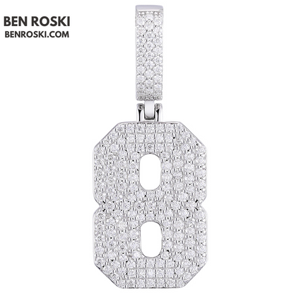 Custom Number Pendant Sterling Silver, Gold, or Rose Gold | VVS Moissanite | GRA Certified