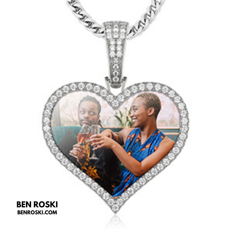 Custom Heart Photo Pendant Sterling Silver, Gold, or Rose Gold | vvs Moissanites | Personalized