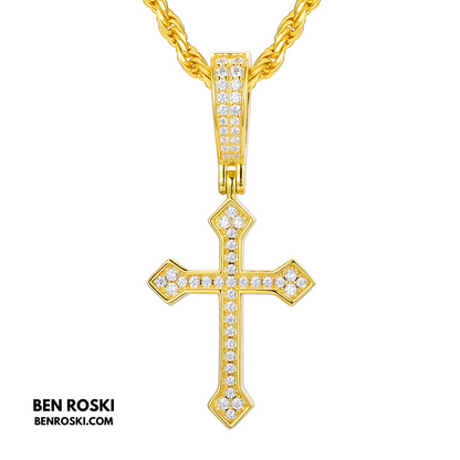 Moissanite Cross Pendant Sterling Silver or Gold/Rose Gold Plated | VVS1 Moissanite | GRA Certified