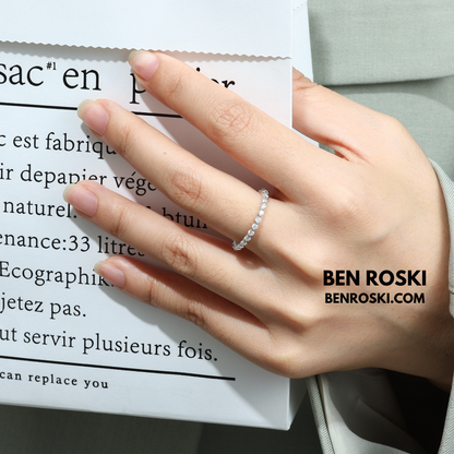 Thin Moissanite Eternity Band Sterling Silver or Gold / Rose Gold Plated | VVS Moissanite | GRA Certified