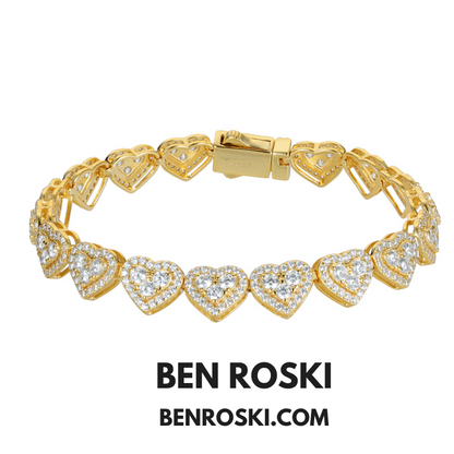 8MM Heart Moissanite Bracelet Sterling Silver, Gold, or Rose Gold | GRA Certified