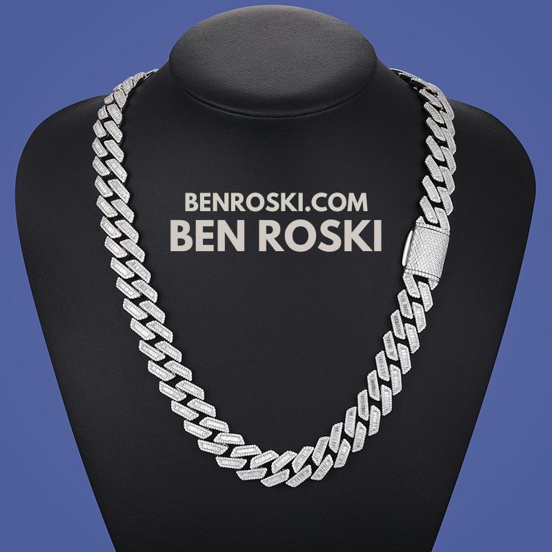 Iced Cuban Link Chain Sterling Silver Multiple Width Options | Moissanite