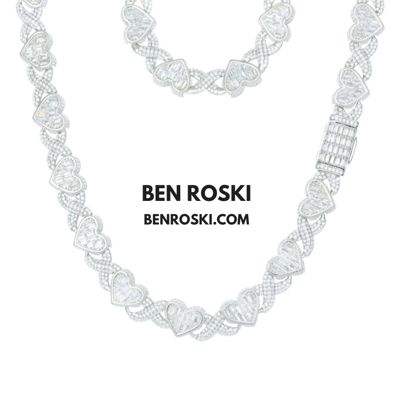 Heart Baguette Moissanite Necklace Sterling Silver, Gold & Rose Gold | GRA Certified