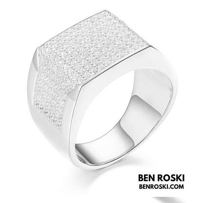 Rectangle Micro-Pavé Moissanite Ring Sterling Silver | Gold & Rose Gold | VVS Moissanite | GRA Certified