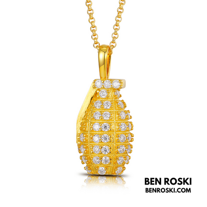 Grenade Moissanite Pendant Sterling Silver, Gold & Rose Gold | VVS Moissanite | GRA Certified