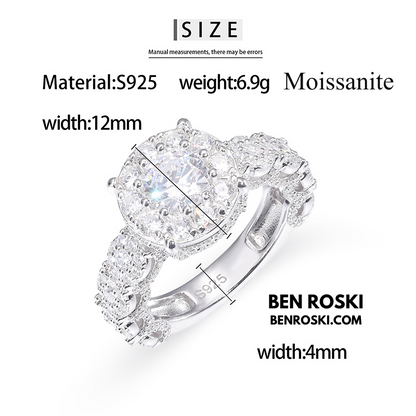 Halo Moissanite Engagement Ring Sterling Silver, Gold & Rose Gold | VVS Moissanite | GRA Certified