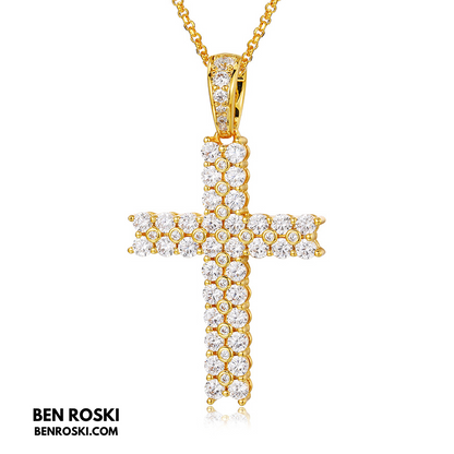 Moissanite Cross Pendant Necklace Sterling Silver, Gold & Rose Gold Plated | VVS Moissanite | GRA Certified