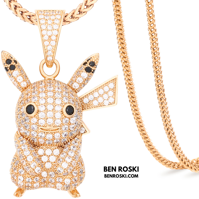 Iced-Out Pikachu Moissanite Pendant – Sterling Silver | Gold, Silver & Rose Gold | GRA Certified
