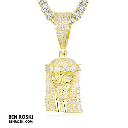 Jesus Face Moissanite Pendant Sterling Silver, Gold, or Rose Gold | VVS Moissanite | GRA Certified