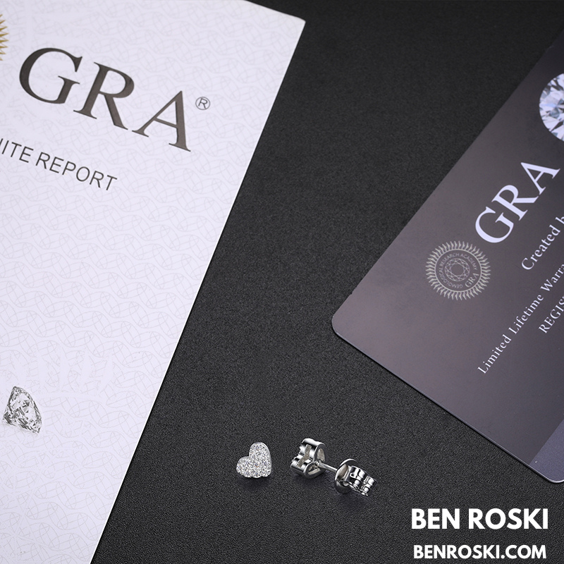 Heart Moissanite Cluster Stud Earrings Sterling Silver, Gold, or Rose Gold | VVS Moissanite | GRA Certified