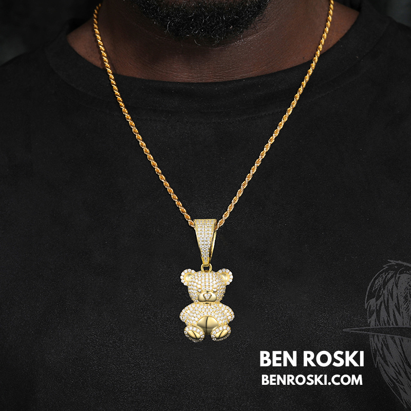Moissanite Teddy Bear Pendant Sterling Silver, Gold, or Rose Gold | VVS Moissanite | GRA Certified