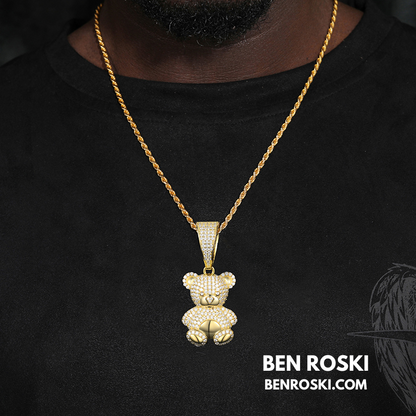Moissanite Teddy Bear Pendant Sterling Silver, Gold, or Rose Gold | VVS Moissanite | GRA Certified