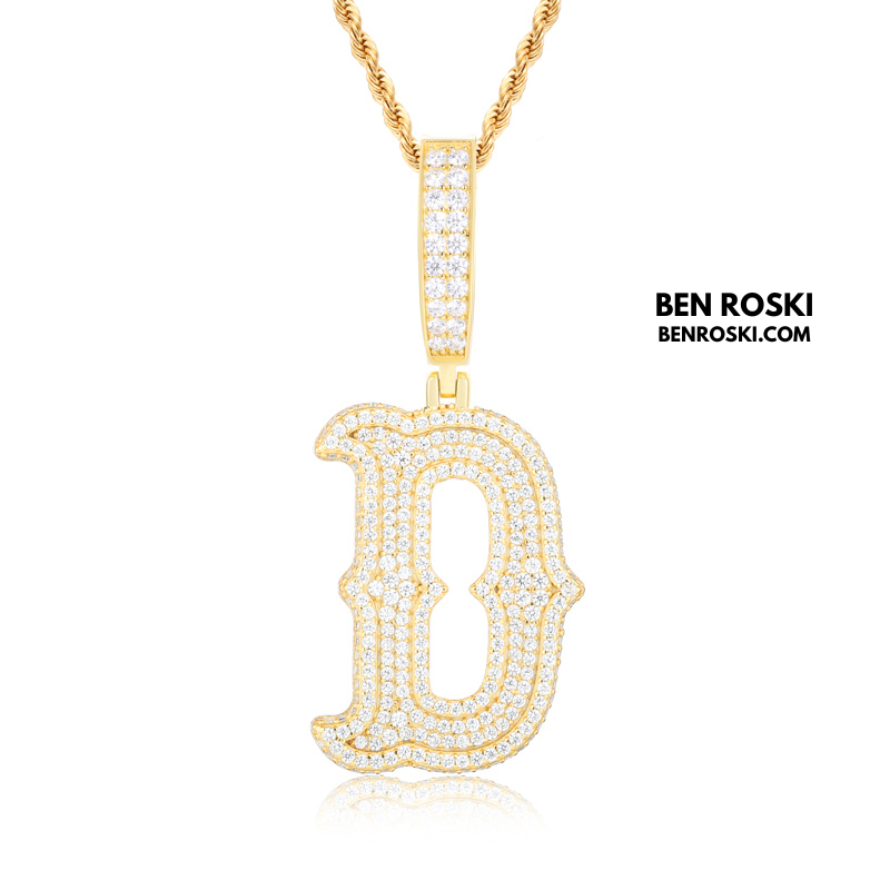 Iced-Out Moissanite Initial Pendant Sterling Silver | Gold, Silver & Rose Gold | VVS Moissanite | GRA Certified