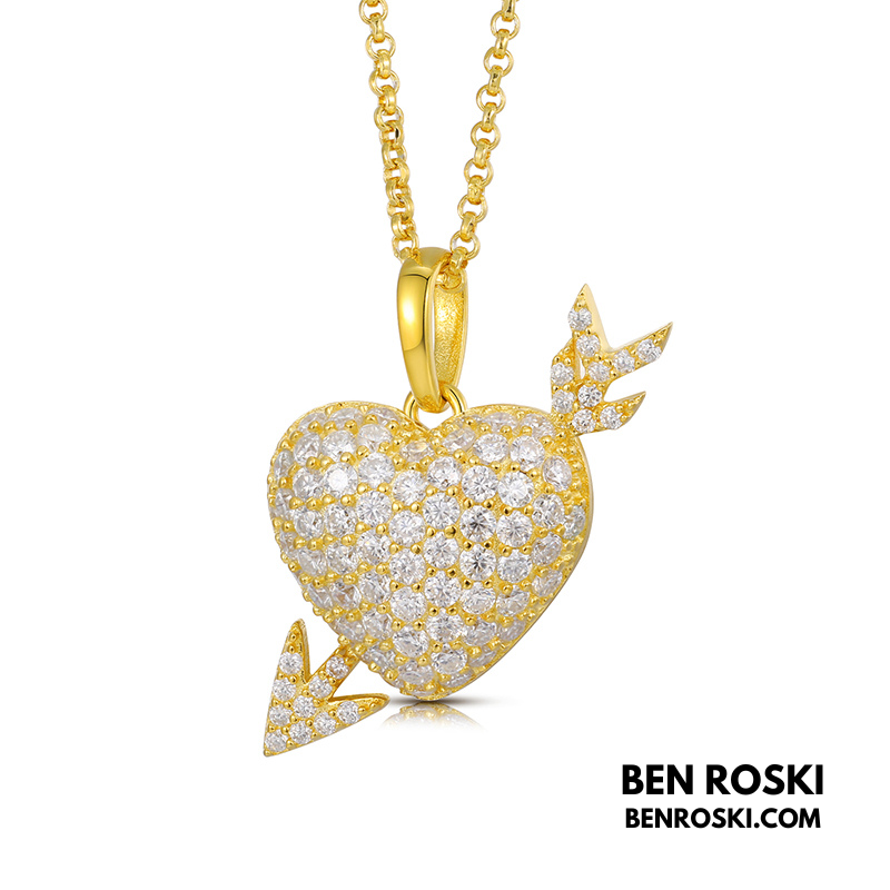 Heart Arrow Moissanite Pendant Sterling Silver, Gold & Rose Gold | VVS Moissanite | GRA Certified